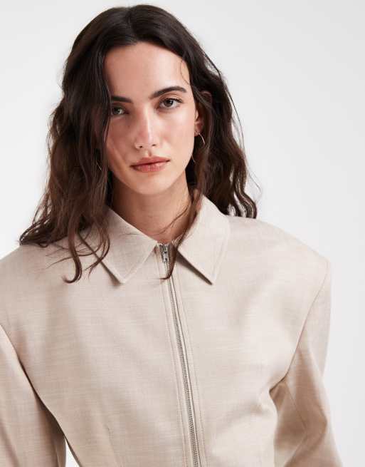 ASOS DESIGN – Jacke im Leinen-Look mit Reißverschluss und betonter Taille, 2 von 4