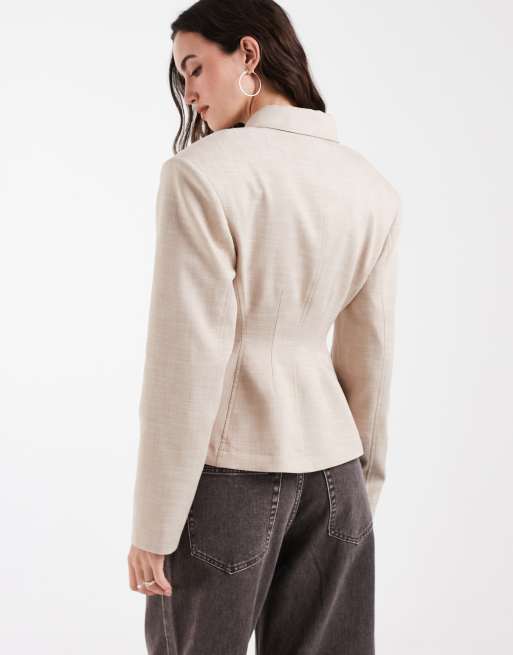 ASOS DESIGN – Jacke im Leinen-Look mit Reißverschluss und betonter Taille, 4 von 4