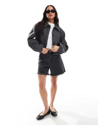 ASOS DESIGN - Jacke in Anthrazit mit Kragen-Braun