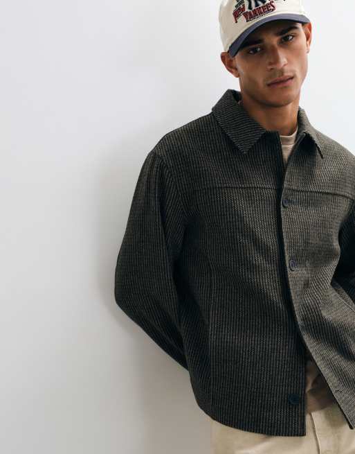ASOS DESIGN Jacke in grünem Mini-Karo in Wolloptik, 3 von 5