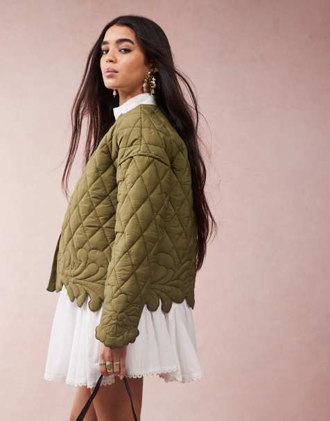 ASOS DESIGN – Jacke in Khaki mit Steppmuster - view 1