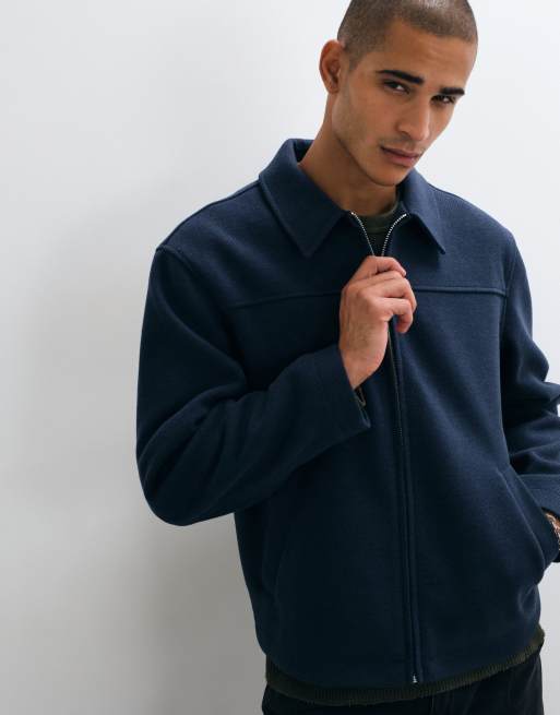 ASOS DESIGN Jacke in Marineblau mit Reißverschluss und Wolloptik, 3 von 5
