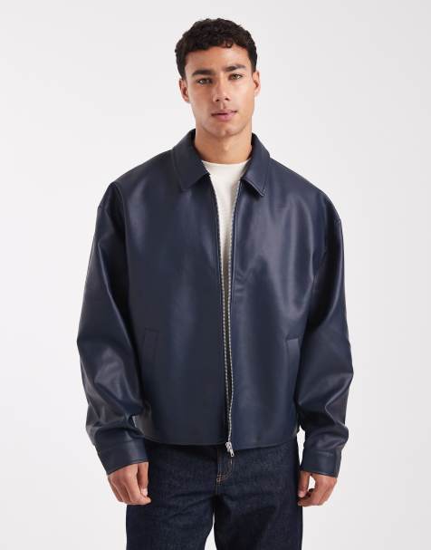 ASOS DESIGN – Jacke in marineblauer Lederoptik - view 1