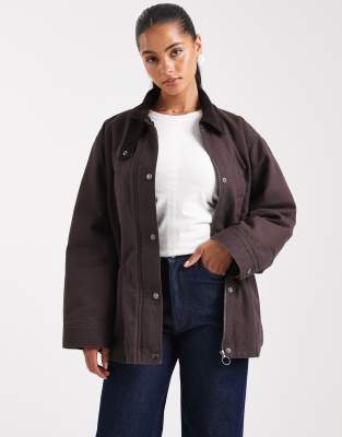 ASOS DESIGN - Jacke in Pflaume mit geraffter Taille-Lila