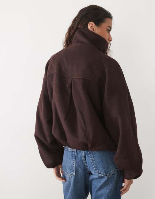 ASOS DESIGN – Jacke in Pflaume mit Wollanteil, Stehkragen und Ballonsaum, 2 von 4