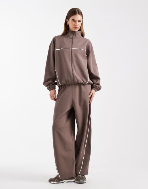 ASOS DESIGN – Jacke in Schokobraun mit Reißverschluss und Kapuze, Kombiteil, 2 von 4