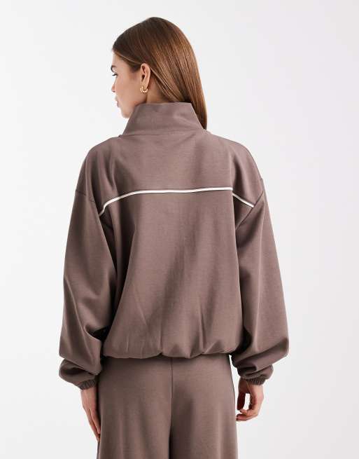 ASOS DESIGN – Jacke in Schokobraun mit Reißverschluss und Kapuze, Kombiteil, 4 von 4