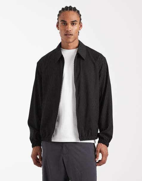 ASOS DESIGN – Jacke in Schwarz mit Nadelstreifen - view 1
