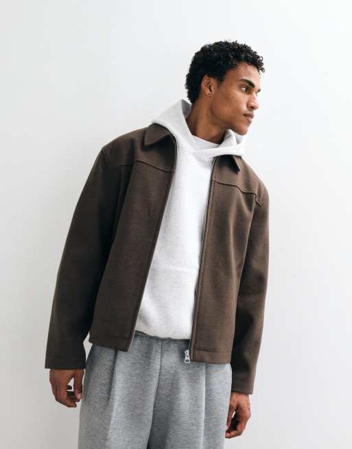 ASOS DESIGN Jacke in Wolloptik mit Reißverschluss in Braun, 2 von 5