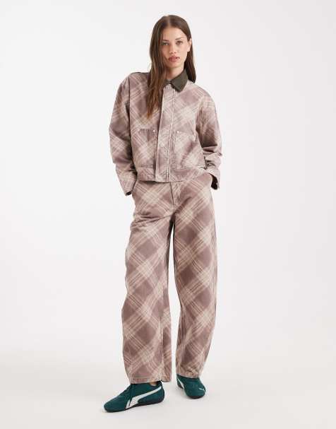 ASOS DESIGN jacket and barrel leg pants set in battered check - view 1