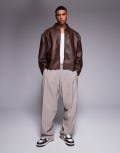 [ASOS DESIGN] ASOS DESIGN jacket in brown faux leather XL BROWN