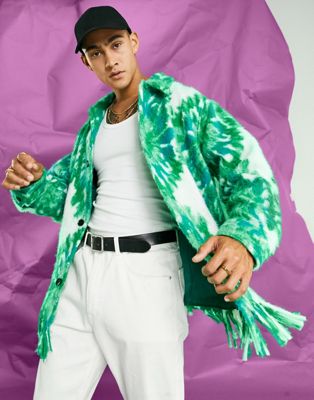 ASOS DESIGN jacket in green tie dye - ASOS Price Checker