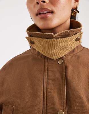 Asos Design Jacket With Cinched Waist In Neutral