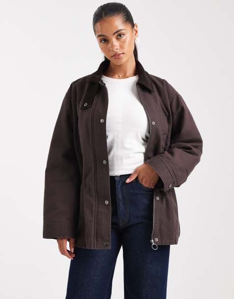 ASOS DESIGN jacket with cinched waist in plum - view 1