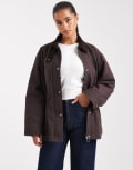[ASOS DESIGN] ASOS DESIGN jacket with cinched waist in plum-Purple M Plum