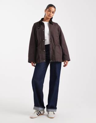 Asos Design Jacket With Cinched Waist In Purple
