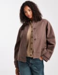 [ASOS DESIGN] ASOS DESIGN jacket with contrast collar in mocha-No colour M Mocha