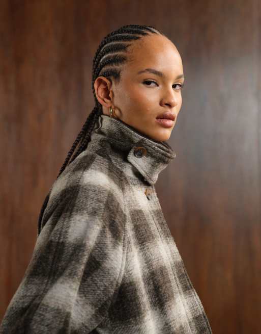 ASOS DESIGN jacket with contrast collar in mono check