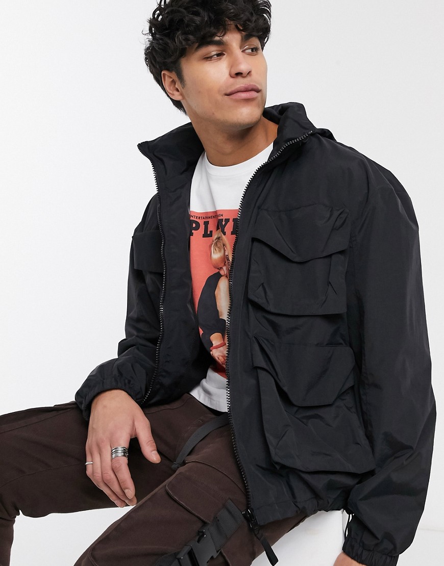 ASOS DESIGN jacket with funnel neck in black