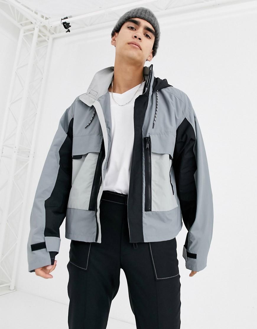 ASOS DESIGN jacket with multi pocket in grey