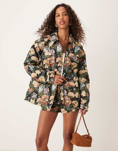 ASOS DESIGN jacket with pocket detail in floral jacquard - view 1