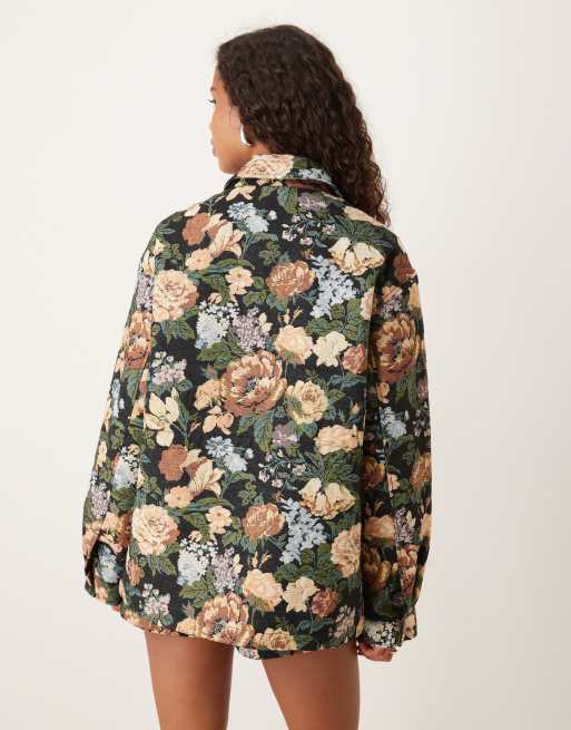 ASOS DESIGN jacket with pocket detail in floral jacquard