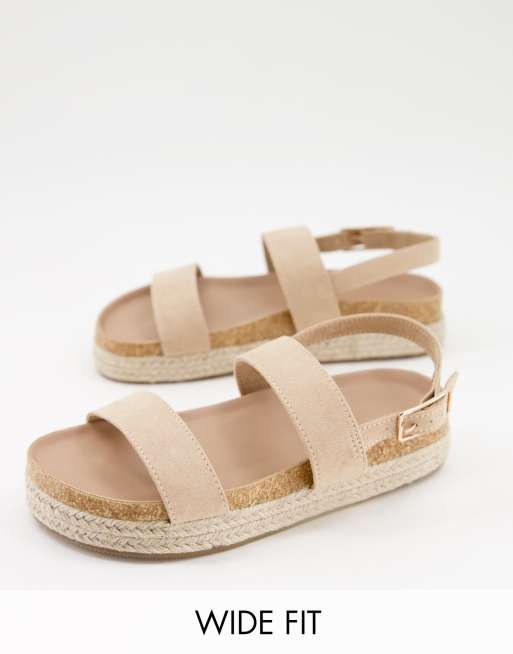 ASOS DESIGN - Jackpot - Espadrilles flatform a pianta larga, color tortora