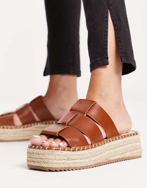 ASOS DESIGN – Jackson – Brązowe espadryle z cholewką o splocie angielskim