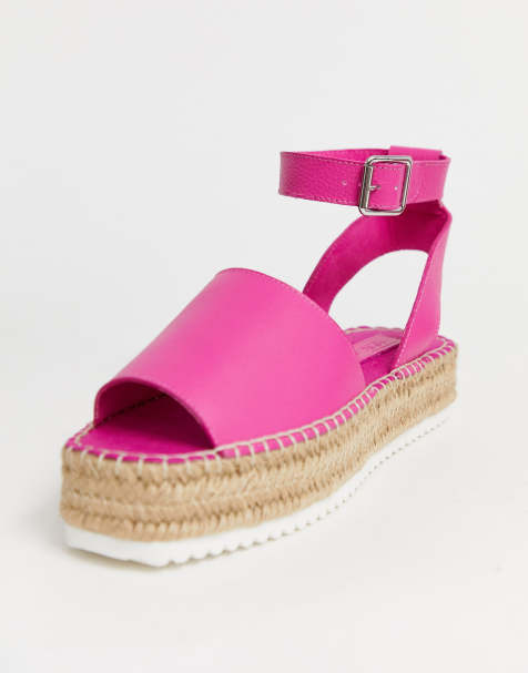ASOS DESIGN – Jacoba – Flache Espadrilles aus Leder in Purpur