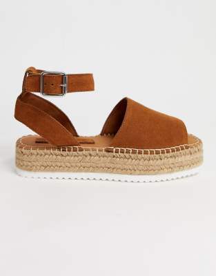 asos design jacoba leather flatform espadrilles