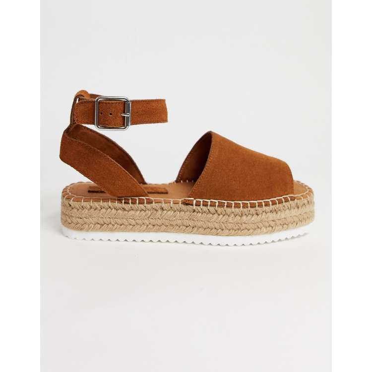 Asos design jacoba deals leather flatform espadrilles