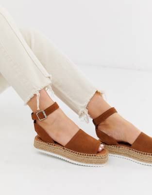 asos design jacoba leather flatform espadrilles