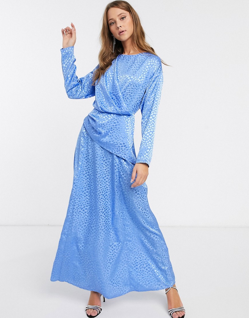 ASOS DESIGN - Jacquard maxi-jurk met wikkeleffect-Blauw