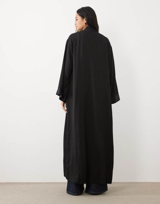 ASOS DESIGN jacquard oversized maxi kimono in black, 4 of 4