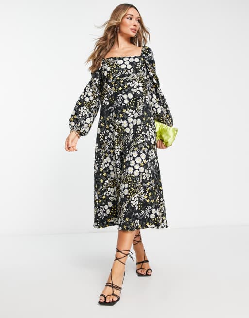 Asos design kimono sleeve sash outlet midi dress in soft jacquard