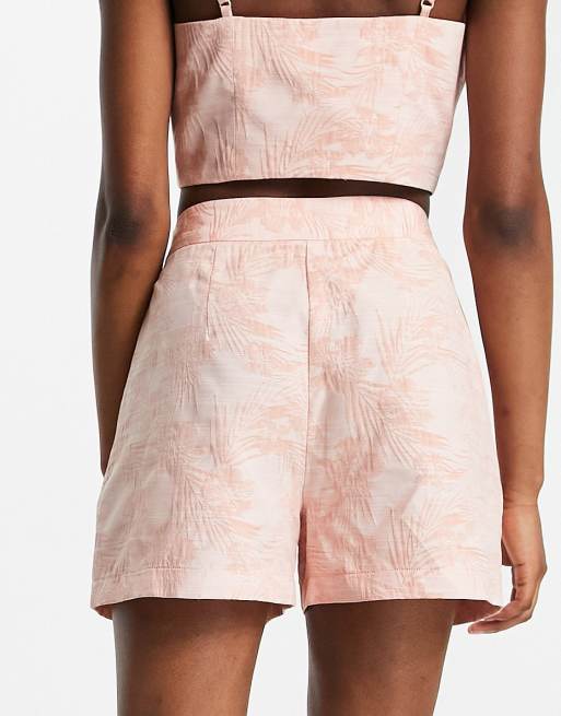 ASOS DESIGN jacquard shorts co-ord in peach, 2 of 4