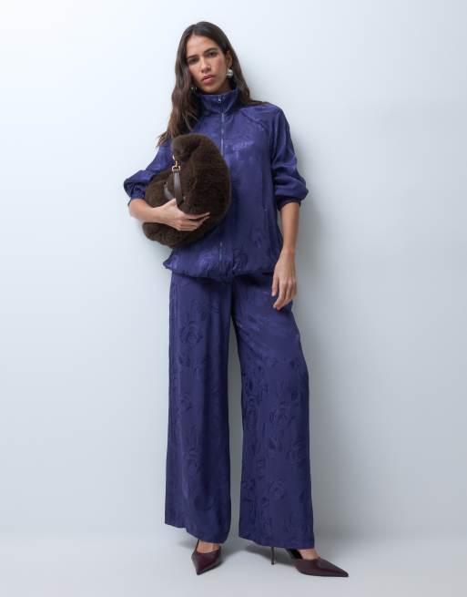 ASOS DESIGN jacquard co-ord in navy, 3 of 3