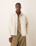 [ASOS DESIGN] ASOS DESIGN jacquard worker jacket in ecru-Neutral 2XL Ecru