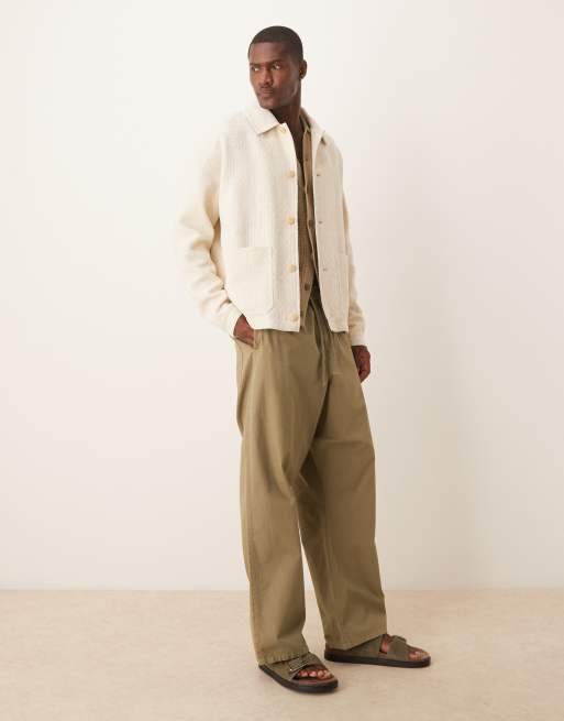 ASOS DESIGN jacquard worker jacket in ecru, 2 of 4