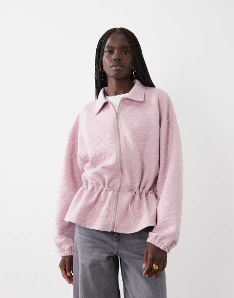 ASOS DESIGN jacquardjacka med markerad midja i rosa - view 1