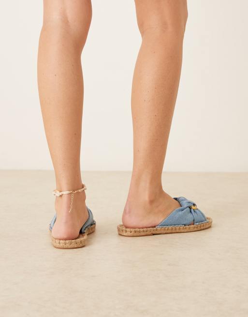 ASOS DESIGN – Jade – Denimblå espadriller med knutar och öppen häl, 3 av 4