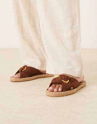 ASOS DESIGN - Jade - Geknotete Espadrille-Mules in Schokobraun-Brown