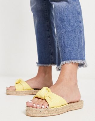 ASOS DESIGN Jade knotted espadrille mules in yellow - ASOS Price Checker
