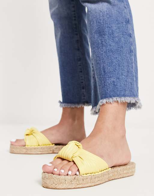 ASOS DESIGN Jade knotted espadrille mules in yellow | ASOS