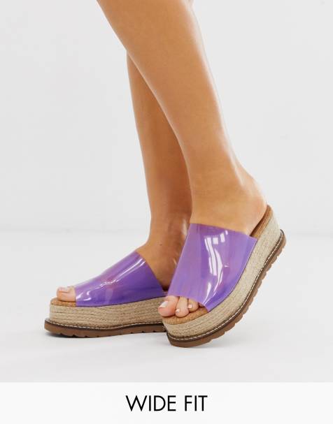 ASOS DESIGN – Jade – Transparente Espadrille-Pantoletten in Lila, weite Passform