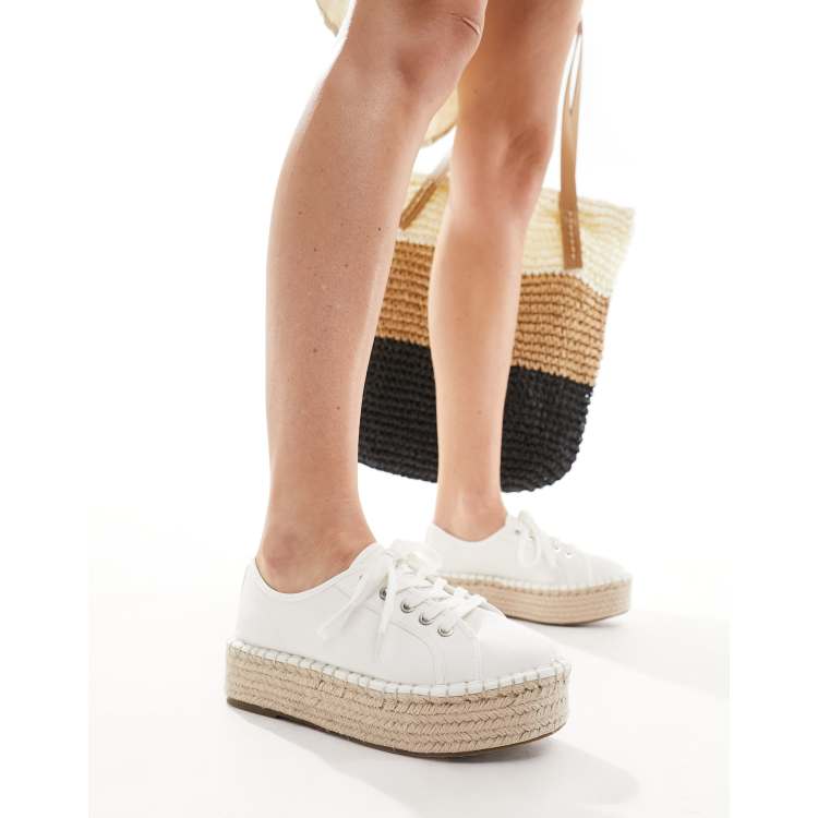 ASOS DESIGN Jaden Sneakers stile espadrilles in tela bianche con suola flatform ASOS