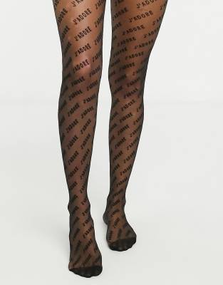 ASOS DESIGN J'adore slogan tights in black