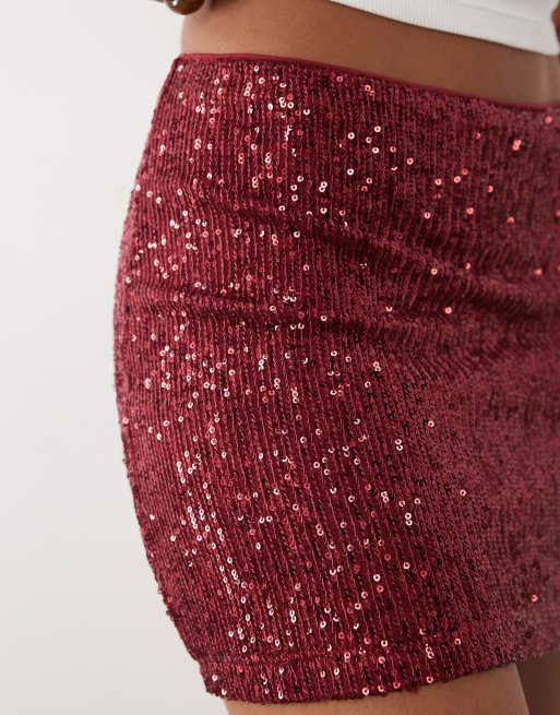 ASOS DESIGN – Jagodowa cekinowa spódnica mini, 5 z 5