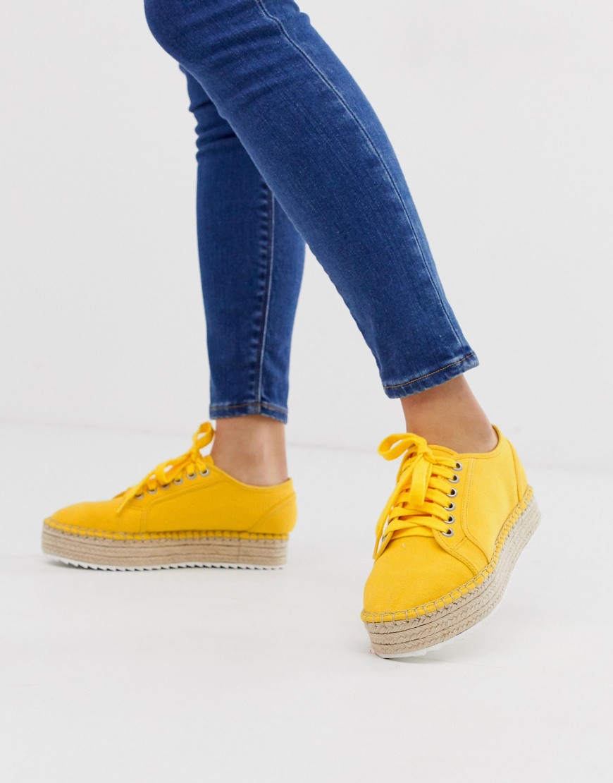 ASOS DESIGN Jakie lace up espadrille trainers-Yellow