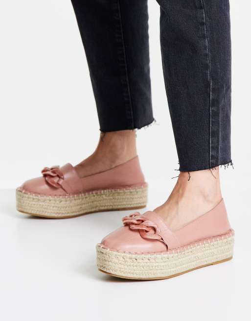 ASOS DESIGN – Jakie – Rosa flatform-espadriller med kedja